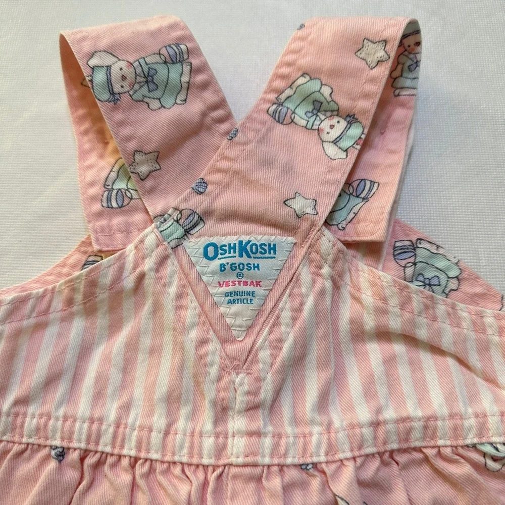 Vintage‎ OshKosh B'Gosh Vestbak Pink Bunny Sailor Romper 18M Overalls Bubble USA